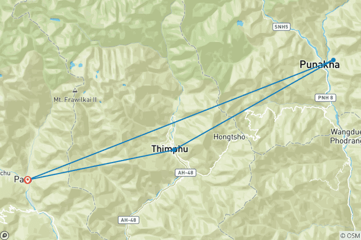 Carte du circuit Circuit au Bhoutan - 6 jours
