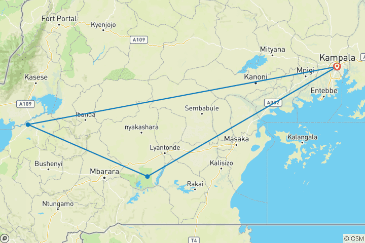 Map of 3 days Queen Elizabeth National Park