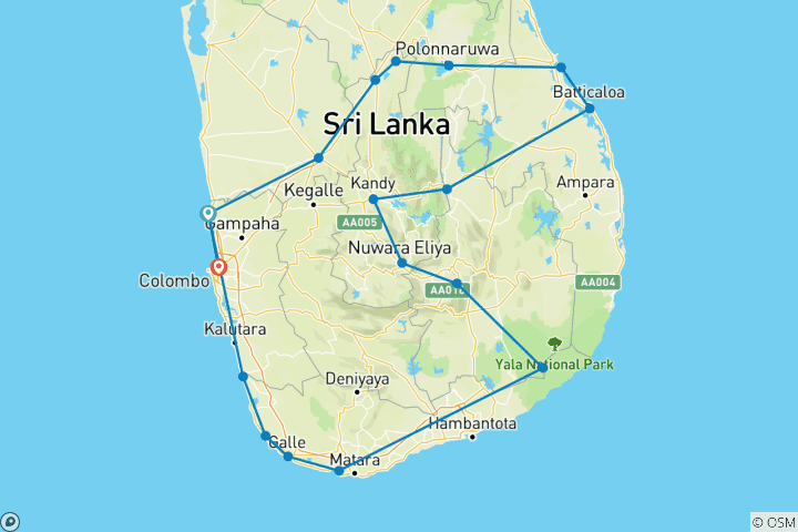 Karte von Traumurlaub in Sri Lanka