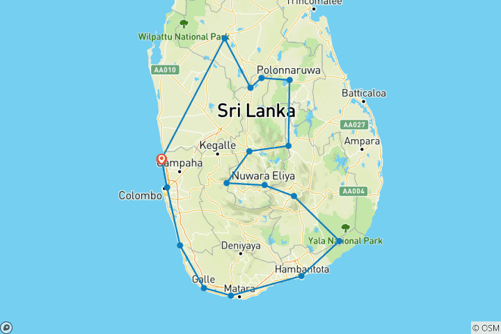 Map of Grand Tour Of Sri Lanka