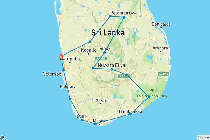 Map of Exclusive Grand Tour Of Sri Lanka