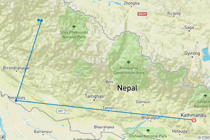 Map of Rara Lake Tour