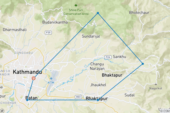 Carte du circuit Trek guidée à Chisapani Nagarkot