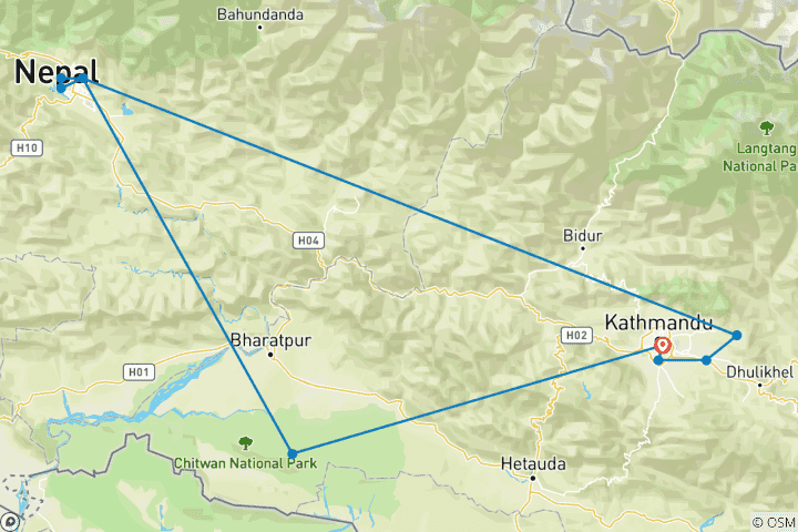 Map of Private Tour in Nepal