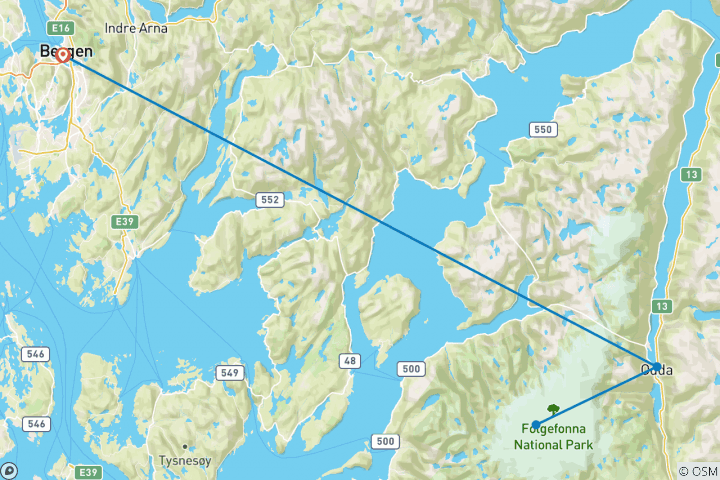 Carte du circuit Trekking dans les fjords de Norvège