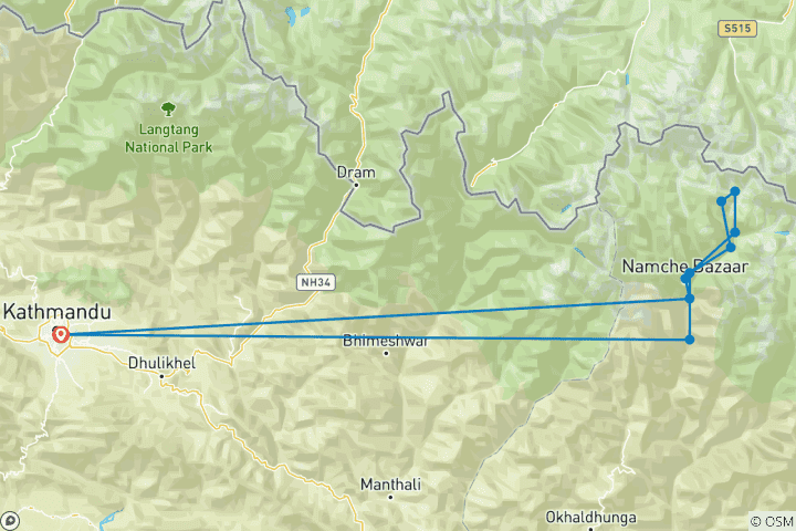 Map of Everest Base Camp Trekking