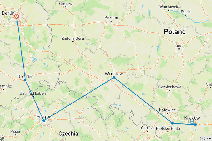Carte du circuit Marchés de Noël de Pologne, de Prague et d'Allemagne (Classique)