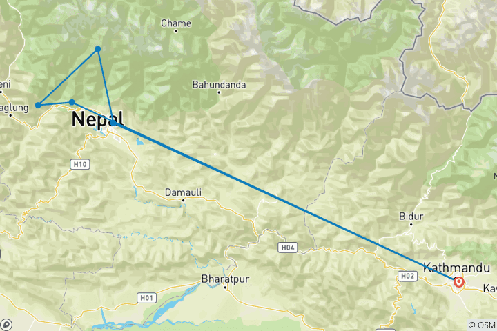 Map of Mardi Himal Trek 2024/2025