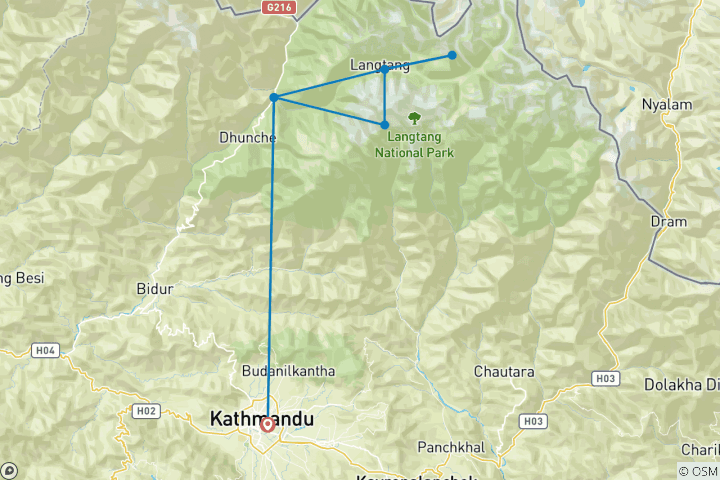 Map of Yala Peak Climbing