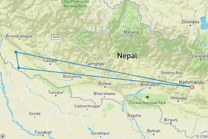 Kaart van Vogels kijken in Nepal (Bardiya Nationaal Park)