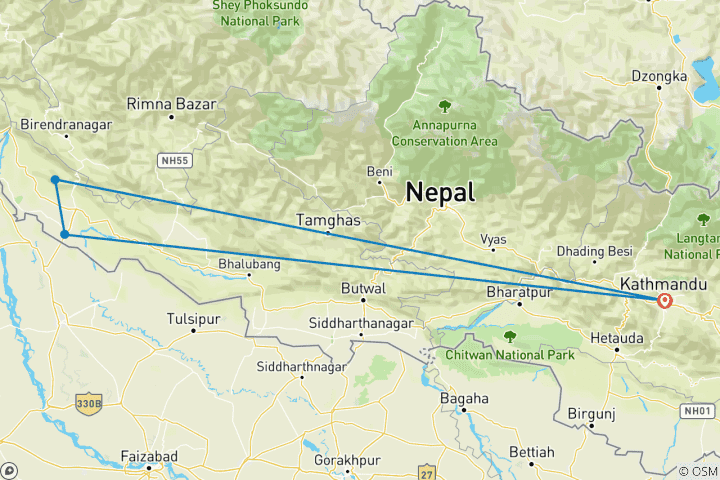 Map of Bird watching in Nepal (Bardiya National Park)