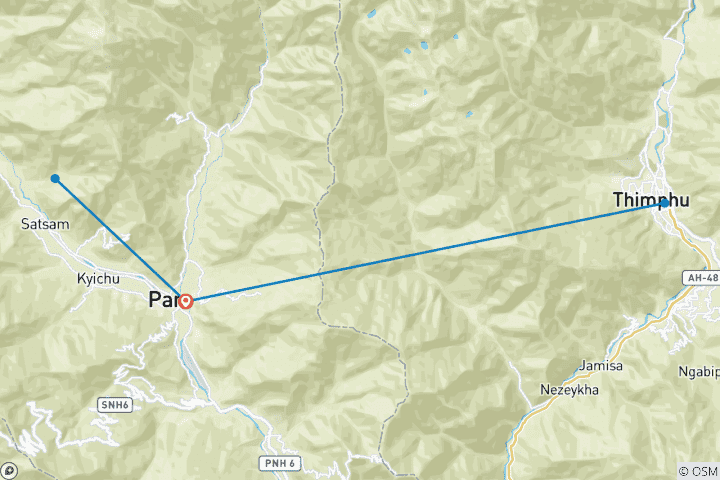 Map of Bhutan Thousand Lakes Trek