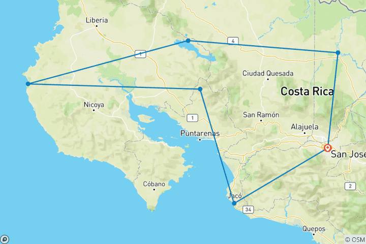 Carte du circuit Viva Costa Rica (Classique)