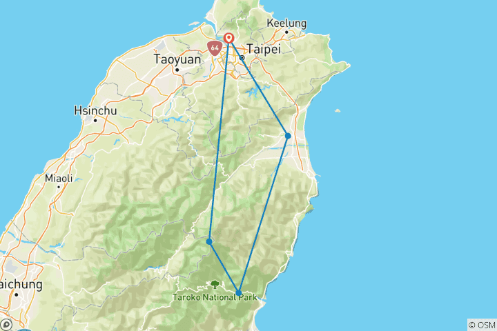 Map of 3 DayTaroko Gorge Private Hiking Adventure