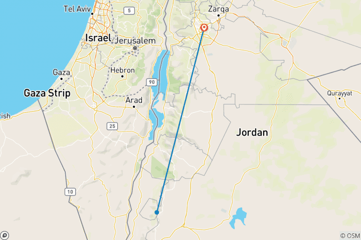 Map of Jordan Nabatean 4 day tour