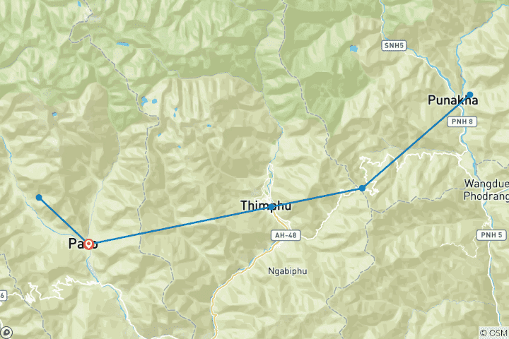 Carte du circuit Trek de Bumdrak avec le monastère de Taktsang