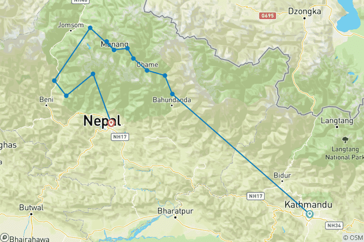 Map of Annapurna Circuit Trek (Original)