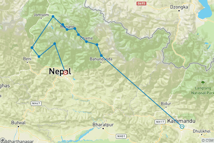 Map of Annapurna Circuit Trek (Original)