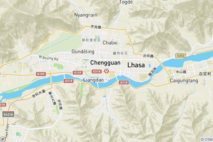 Map of 4 Days Lhasa City Essential Group Tour