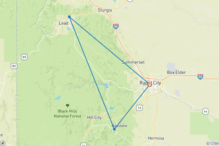 Map of Mickelson Trail Bike Tour