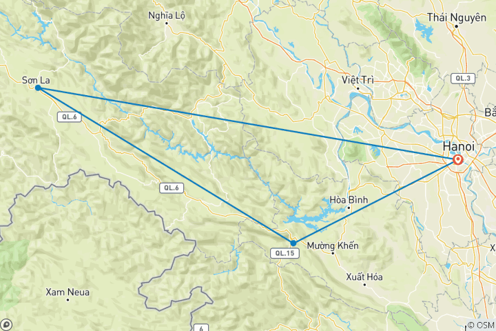 Carte du circuit Excursion en moto sur les routes de Hanoi vers Mai Chau et le pic Ta Xua