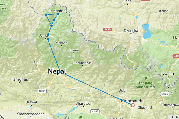 Map of Upper Mustang Trek (Official)