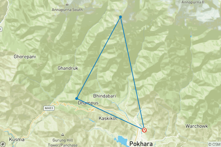Carte du circuit Mardi Himal Trek - Original