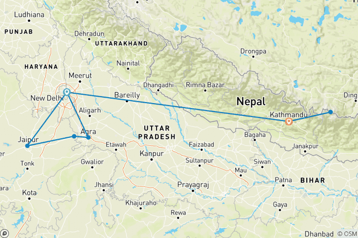 Map of Wonders of India And Nepal