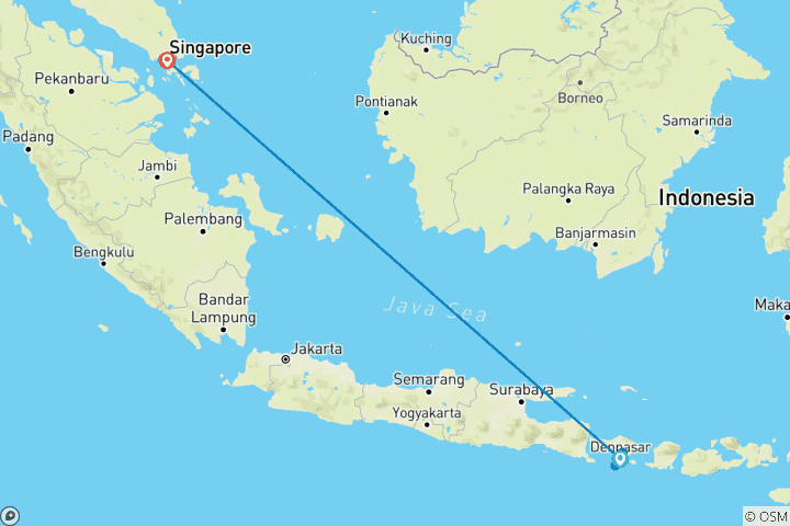 Mapa de Feliz Bali y Singapur