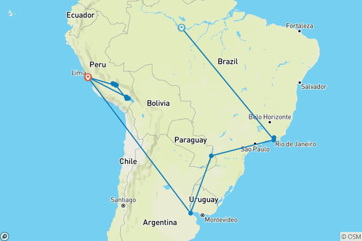 Map of Ultimate South America with Brazil's Amazon