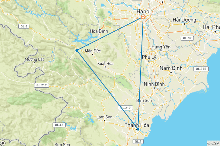 Kaart van Mai Chau - natuurreservaat Pu Luong - 3 dagen, 2 nachten