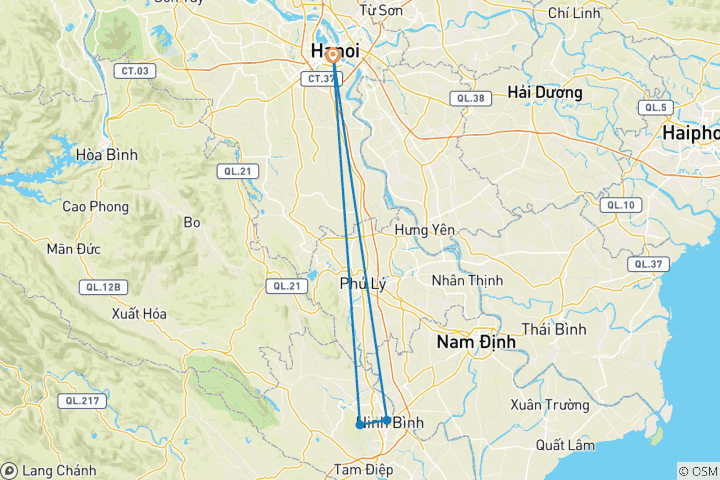 Kaart van Het echte Ninh Binh - rondreis - 2 dagen, 1 nacht