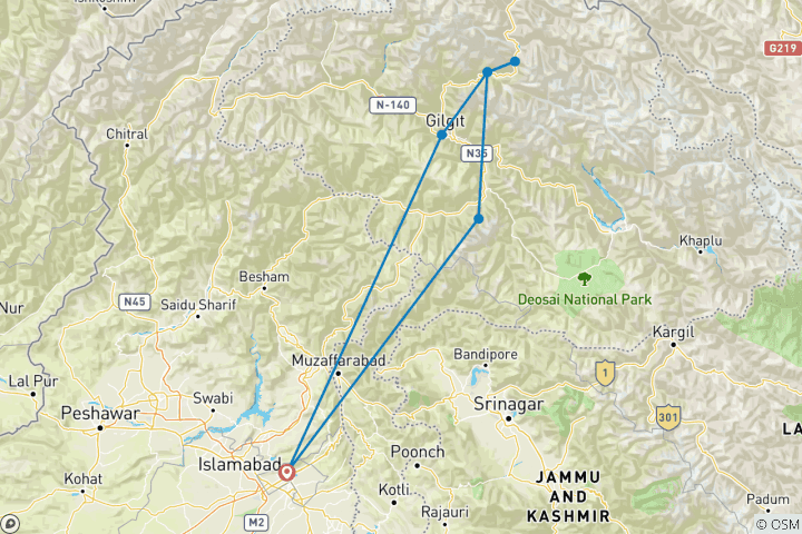 Carte du circuit Circuit de Rama et des prairies de fées, Gilgit-Baltistan, Pakistan