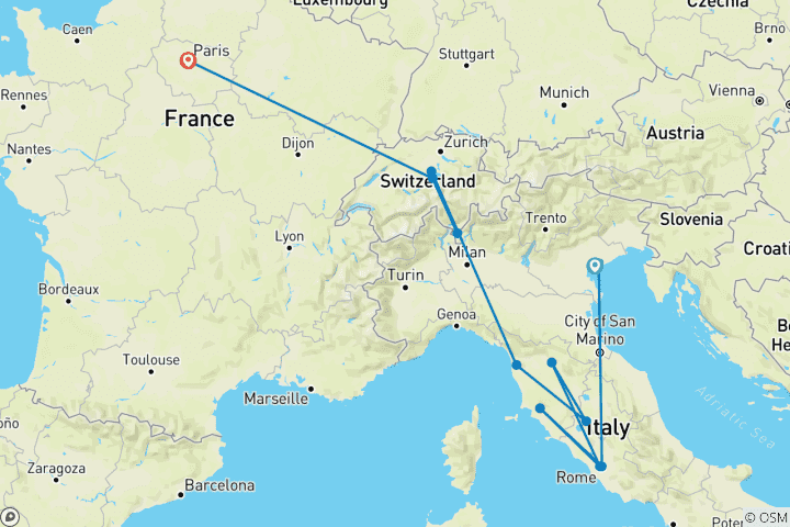 Carte du circuit Rêve européen (classique)