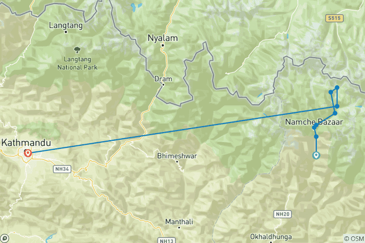 Map of 12 Days Everest Base Camp Trek