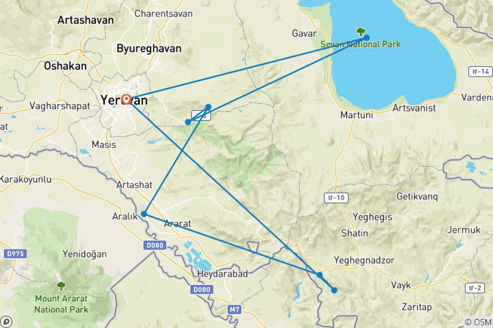 Mapa de 3 noches 4 días en Armenia