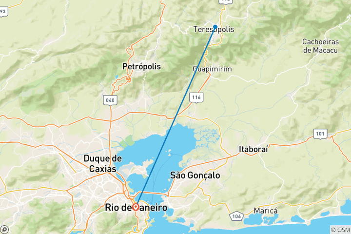 Map of Pedra do Sino Trekking – 02 days – Serra dos Órgãos – Rio de Janeiro