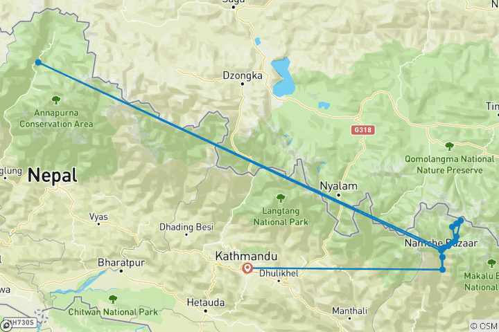 Karte von Everest Basislager Trekking Tour