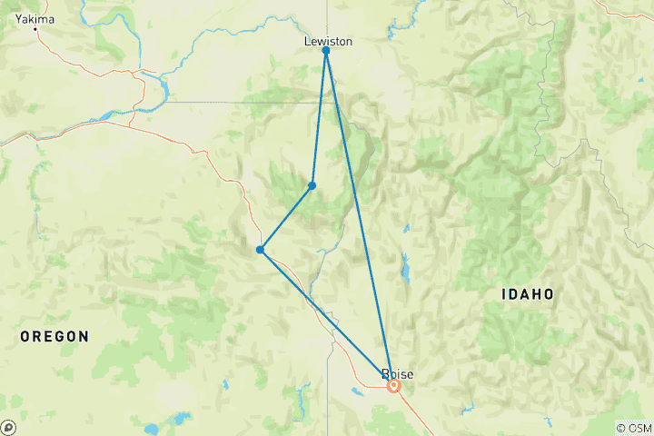 Map of Hells Canyon and the Wallowas Bike Tour