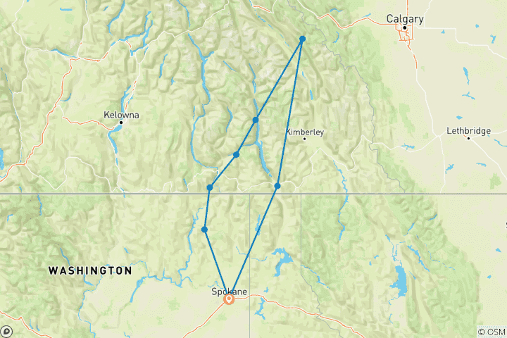 Karte von Selkirk & Kootenay Fahrrad