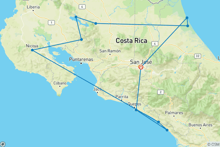 Map of Best of Costa Rica Family Holiday