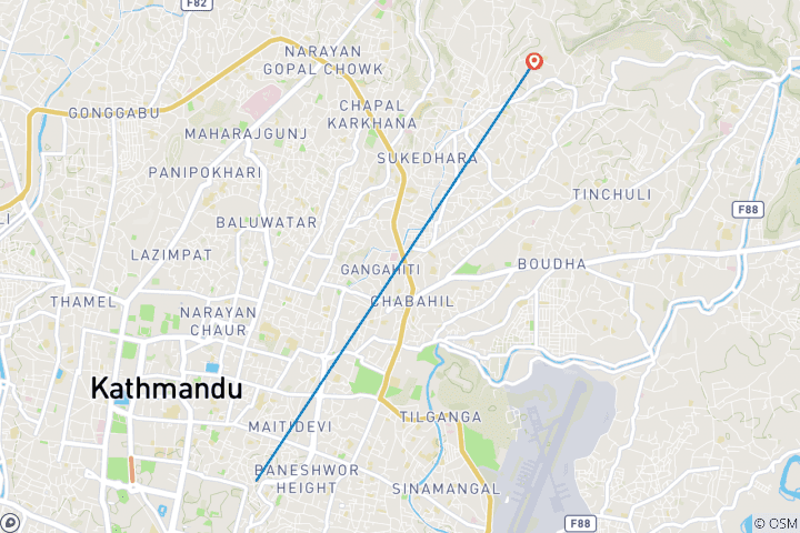 Map of Kathmandu Bike Tour