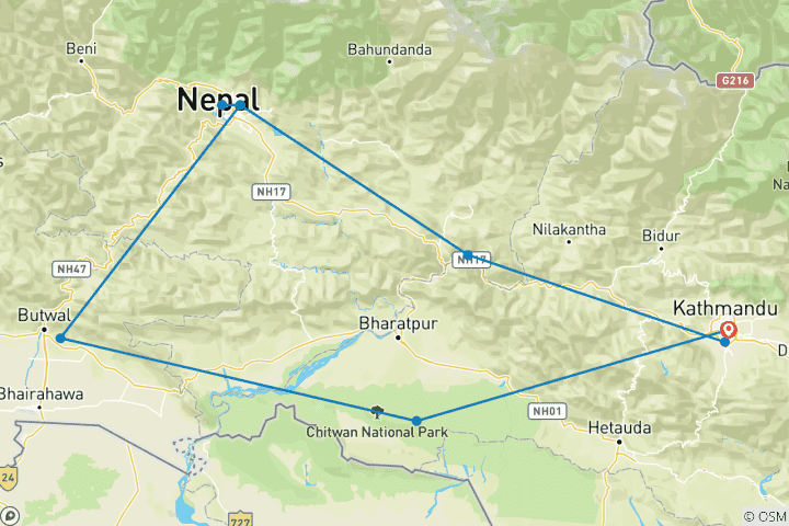 Mapa de Viaje Darshan budista - 10 días