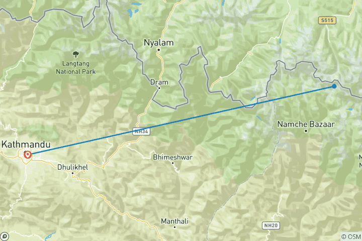 Carte du circuit Tour de l'Everest en hélicoptère