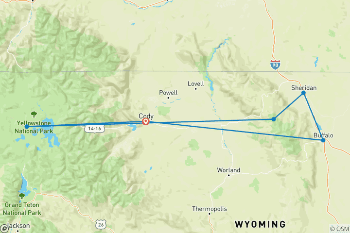 Map of Wyoming Epic Bike Tour