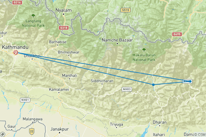 Map of Lumba Sumba Pass - 18 Days