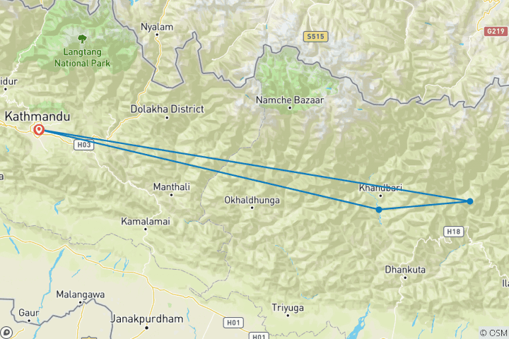 Map of Lumba Sumba Pass - 18 Days