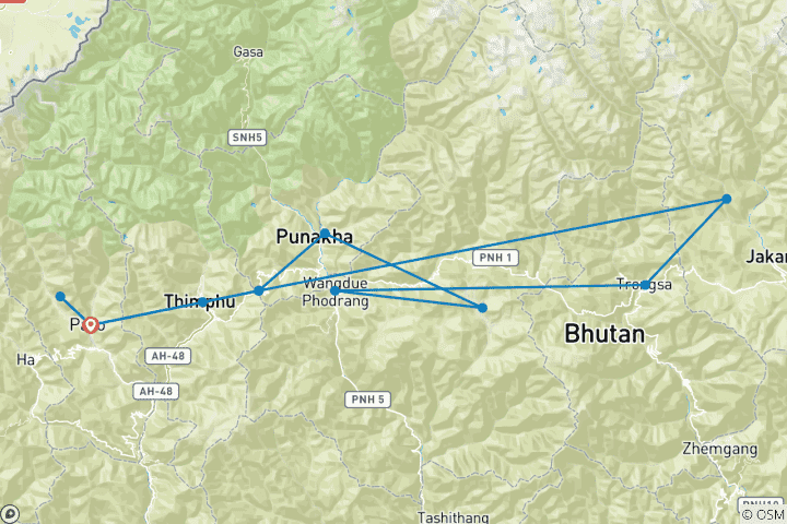 Map of Bhutan Tailor-made Holidays