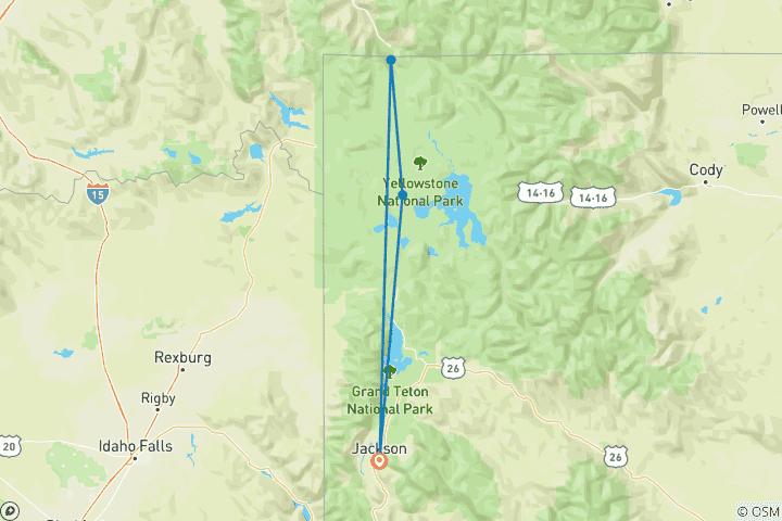 Map of Yellowstone Base Camp Tour