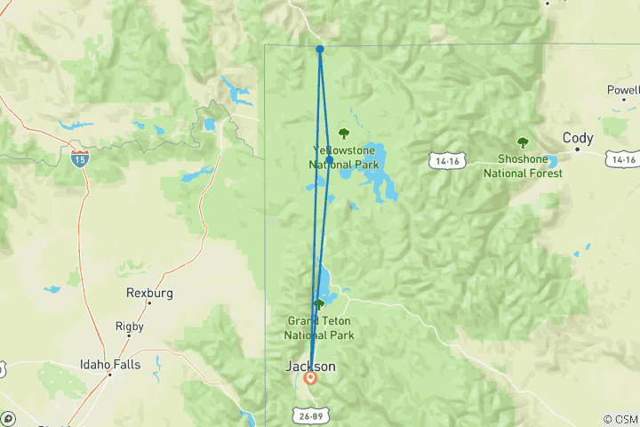 Map of Best of Yellowstone Tour